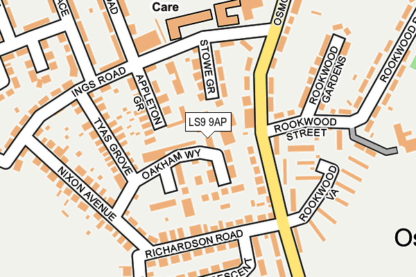 LS9 9AP map - OS OpenMap – Local (Ordnance Survey)