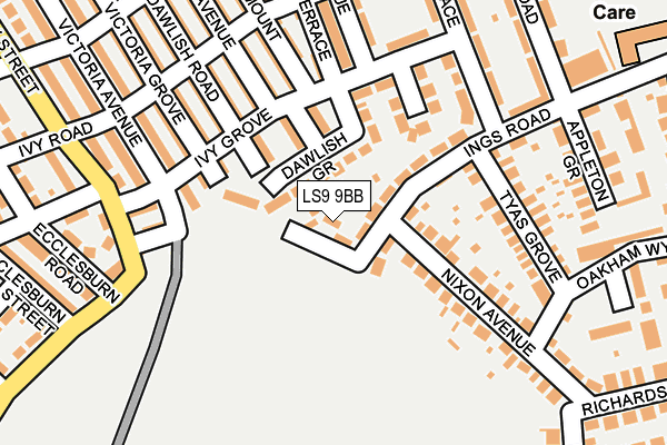 LS9 9BB map - OS OpenMap – Local (Ordnance Survey)