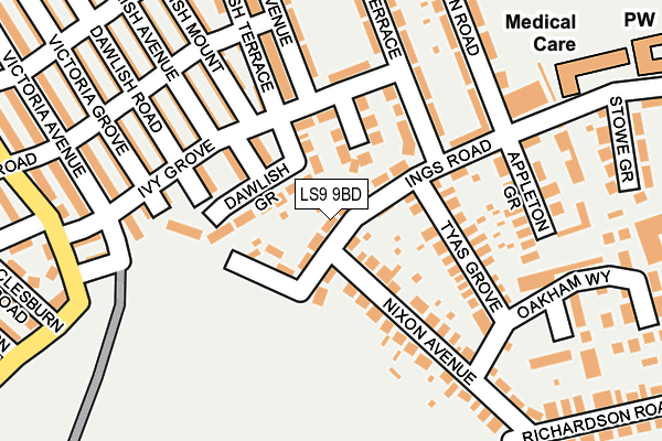 LS9 9BD map - OS OpenMap – Local (Ordnance Survey)