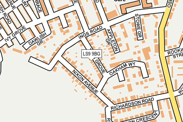 LS9 9BG map - OS OpenMap – Local (Ordnance Survey)