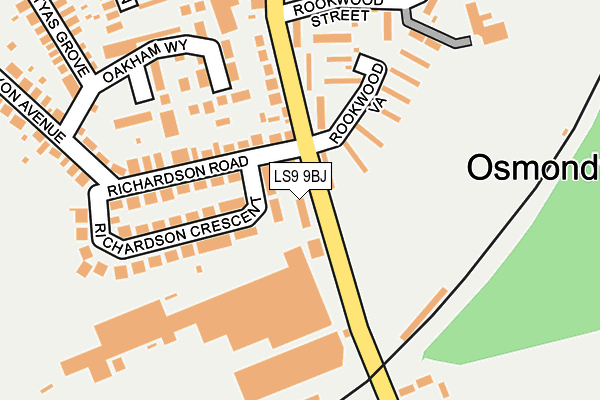 LS9 9BJ map - OS OpenMap – Local (Ordnance Survey)
