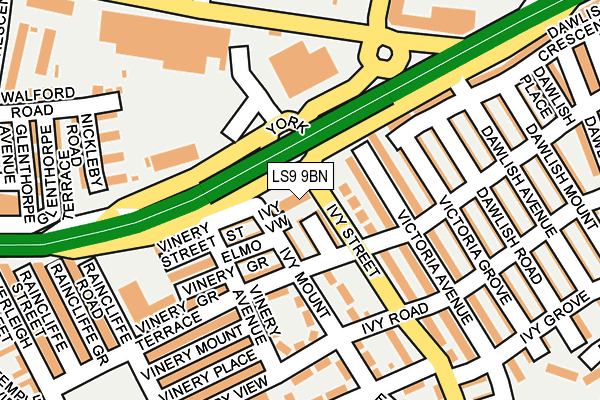 LS9 9BN map - OS OpenMap – Local (Ordnance Survey)