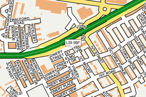LS9 9BP map - OS OpenMap – Local (Ordnance Survey)