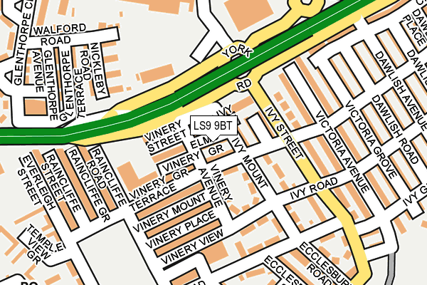 LS9 9BT map - OS OpenMap – Local (Ordnance Survey)