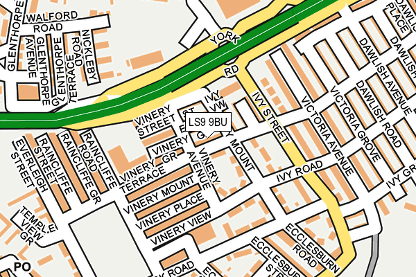 LS9 9BU map - OS OpenMap – Local (Ordnance Survey)