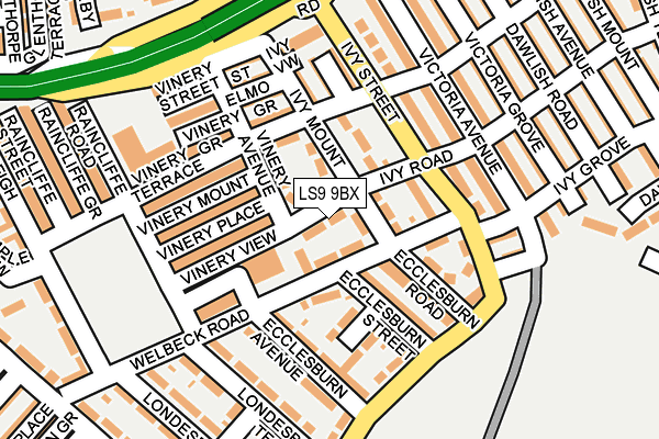LS9 9BX map - OS OpenMap – Local (Ordnance Survey)