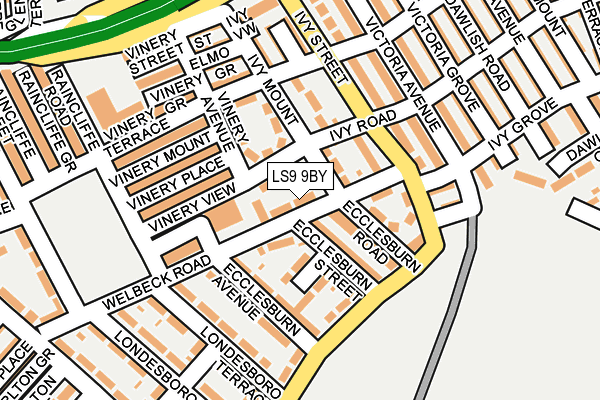 LS9 9BY map - OS OpenMap – Local (Ordnance Survey)