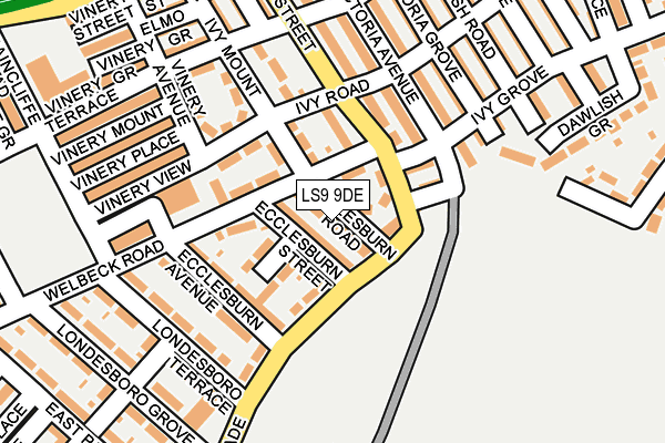 LS9 9DE map - OS OpenMap – Local (Ordnance Survey)