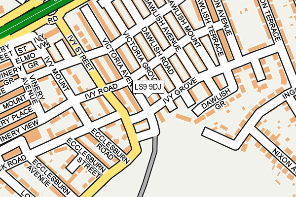 LS9 9DJ map - OS OpenMap – Local (Ordnance Survey)