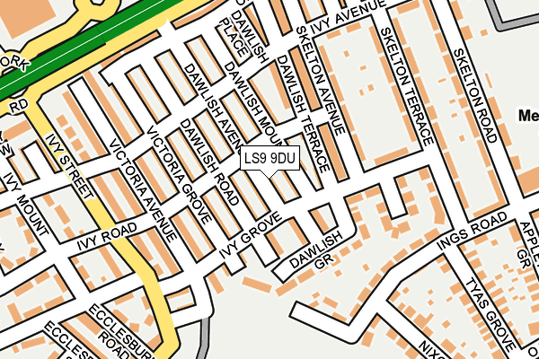 LS9 9DU map - OS OpenMap – Local (Ordnance Survey)