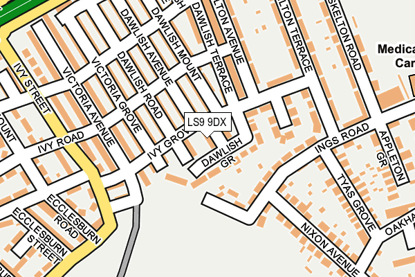 LS9 9DX map - OS OpenMap – Local (Ordnance Survey)
