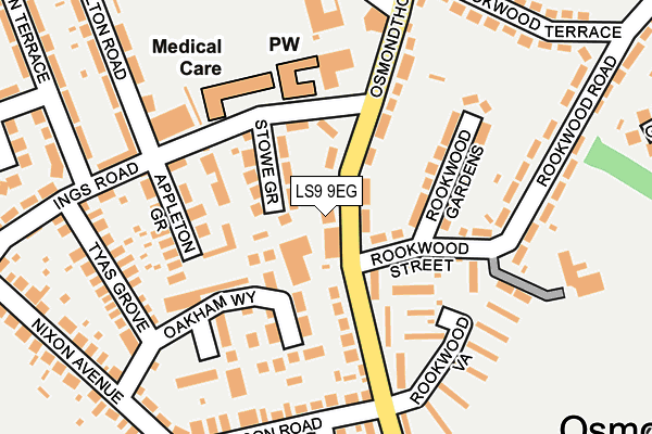 LS9 9EG map - OS OpenMap – Local (Ordnance Survey)