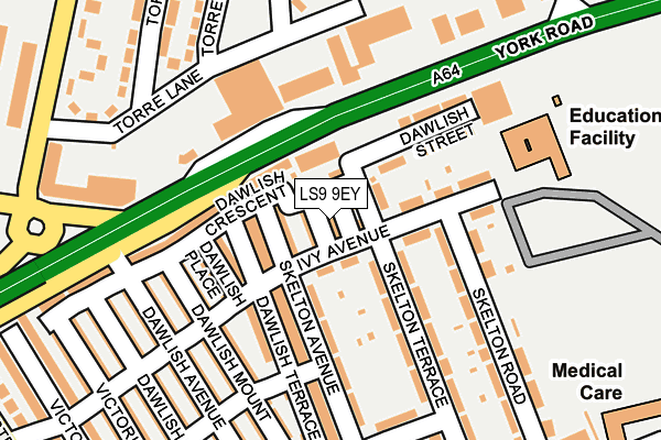 LS9 9EY map - OS OpenMap – Local (Ordnance Survey)