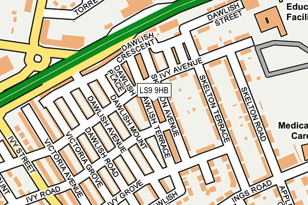 LS9 9HB map - OS OpenMap – Local (Ordnance Survey)