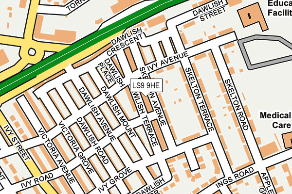 LS9 9HE map - OS OpenMap – Local (Ordnance Survey)