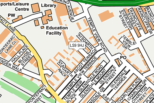 LS9 9HJ map - OS OpenMap – Local (Ordnance Survey)