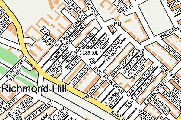 LS9 9JL map - OS OpenMap – Local (Ordnance Survey)