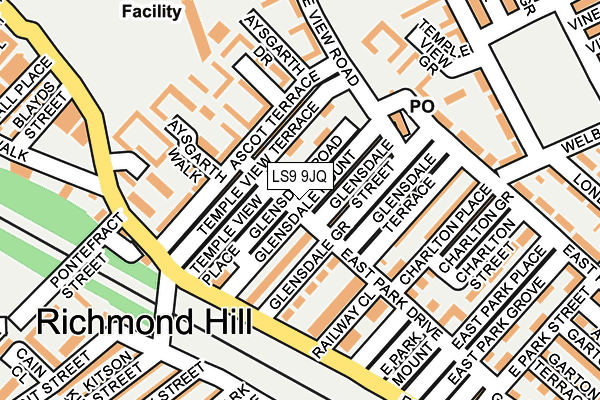 LS9 9JQ map - OS OpenMap – Local (Ordnance Survey)