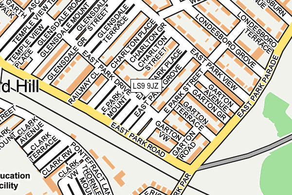 LS9 9JZ map - OS OpenMap – Local (Ordnance Survey)