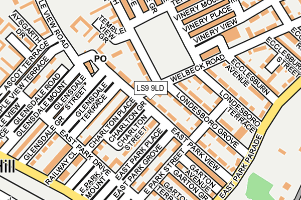 LS9 9LD map - OS OpenMap – Local (Ordnance Survey)