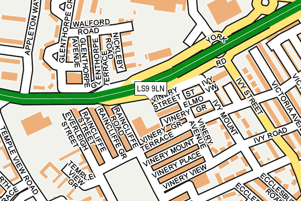 LS9 9LN map - OS OpenMap – Local (Ordnance Survey)