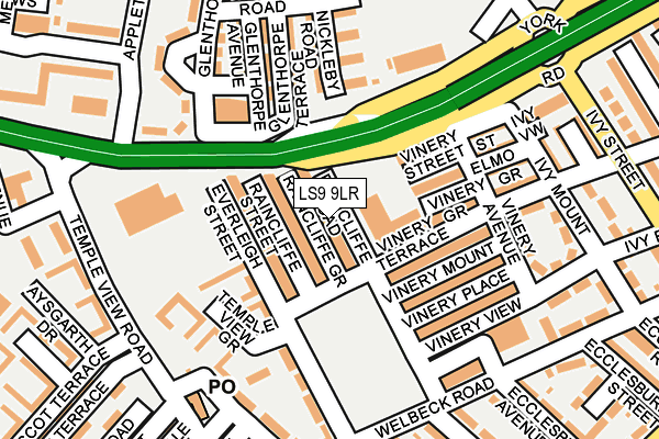 LS9 9LR map - OS OpenMap – Local (Ordnance Survey)