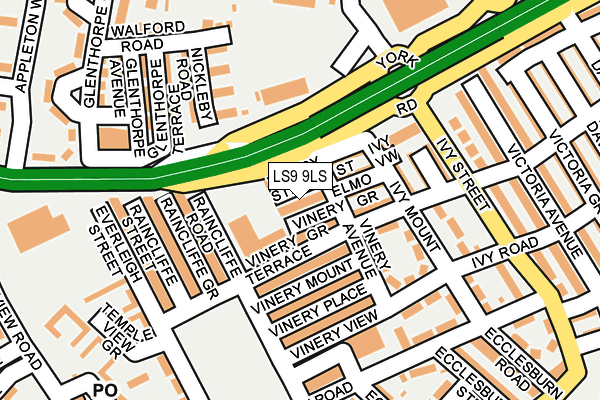 LS9 9LS map - OS OpenMap – Local (Ordnance Survey)