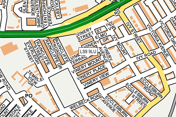 LS9 9LU map - OS OpenMap – Local (Ordnance Survey)