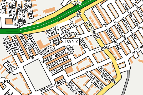 LS9 9LX map - OS OpenMap – Local (Ordnance Survey)