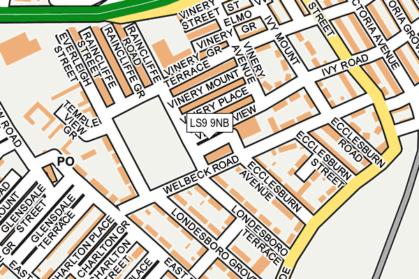 LS9 9NB map - OS OpenMap – Local (Ordnance Survey)