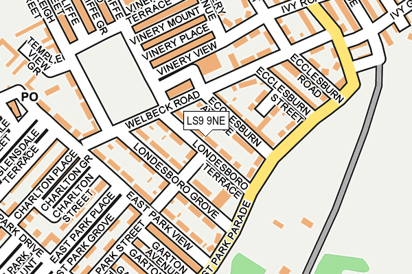 LS9 9NE map - OS OpenMap – Local (Ordnance Survey)