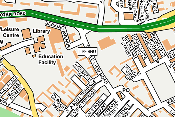 LS9 9NU map - OS OpenMap – Local (Ordnance Survey)