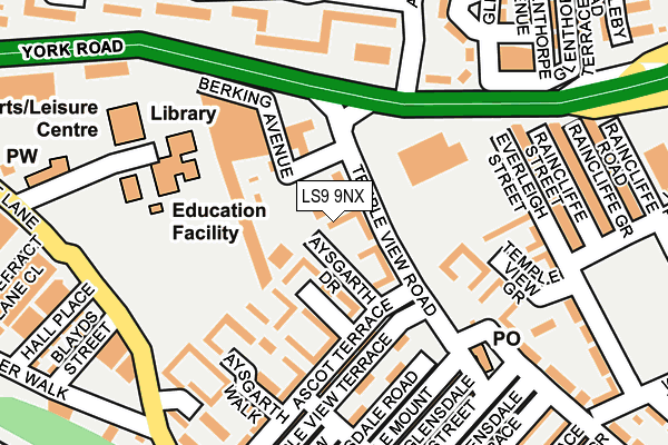 LS9 9NX map - OS OpenMap – Local (Ordnance Survey)