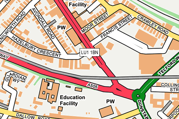 LU1 1BN map - OS OpenMap – Local (Ordnance Survey)