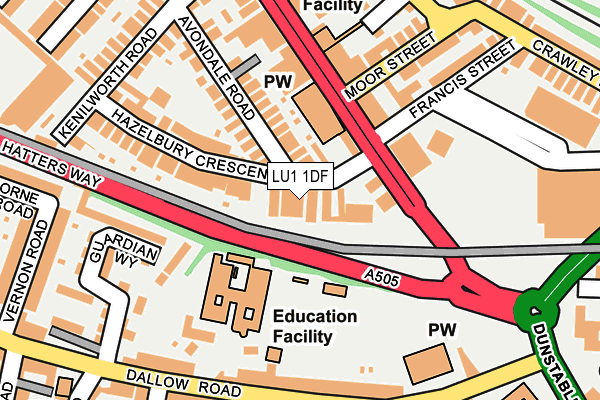 LU1 1DF map - OS OpenMap – Local (Ordnance Survey)