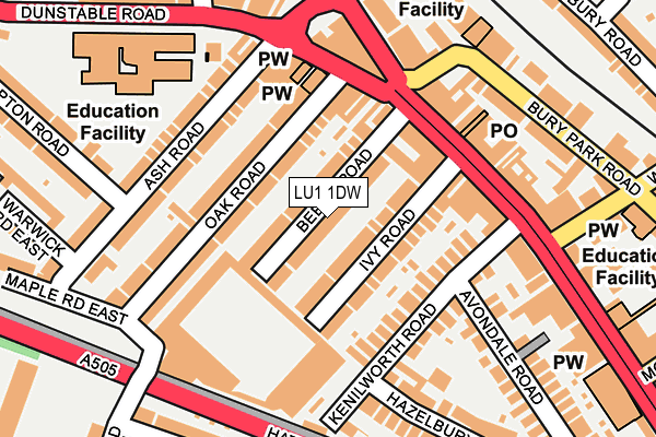 LU1 1DW map - OS OpenMap – Local (Ordnance Survey)