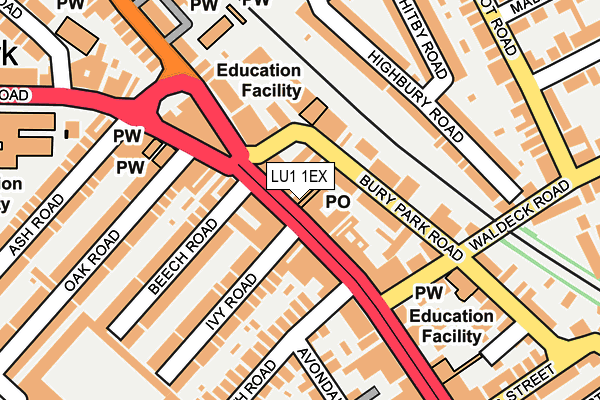 LU1 1EX map - OS OpenMap – Local (Ordnance Survey)