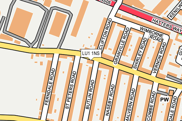 LU1 1NS map - OS OpenMap – Local (Ordnance Survey)