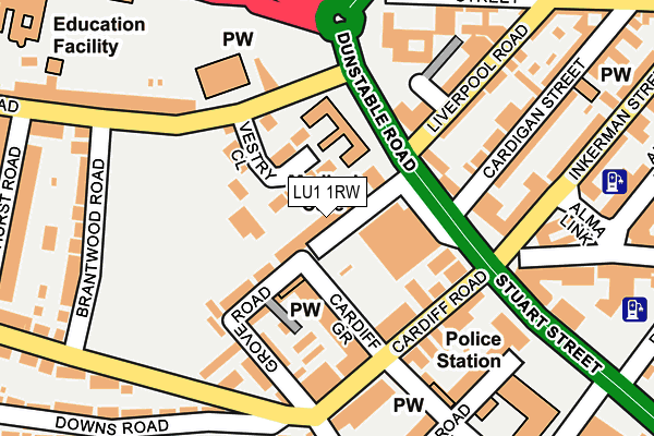 LU1 1RW map - OS OpenMap – Local (Ordnance Survey)