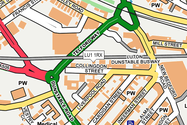 LU1 1RX map - OS OpenMap – Local (Ordnance Survey)