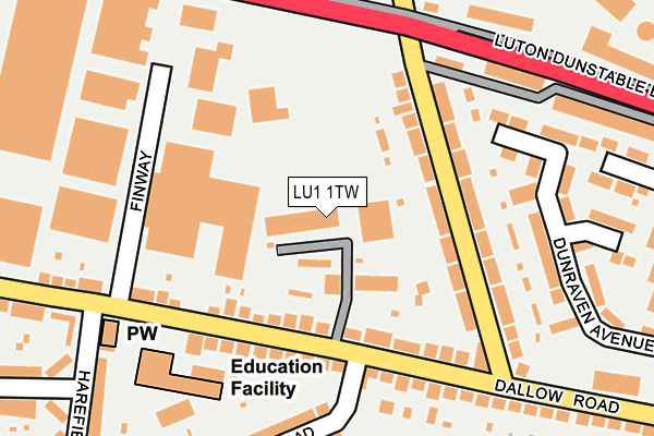 LU1 1TW map - OS OpenMap – Local (Ordnance Survey)