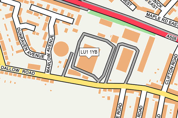 LU1 1YB map - OS OpenMap – Local (Ordnance Survey)