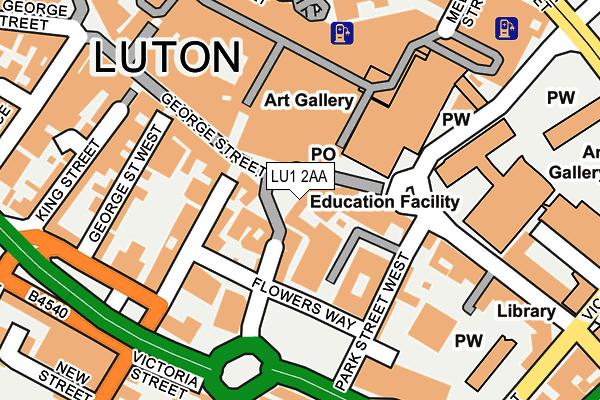 LU1 2AA map - OS OpenMap – Local (Ordnance Survey)