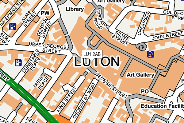 LU1 2AB map - OS OpenMap – Local (Ordnance Survey)