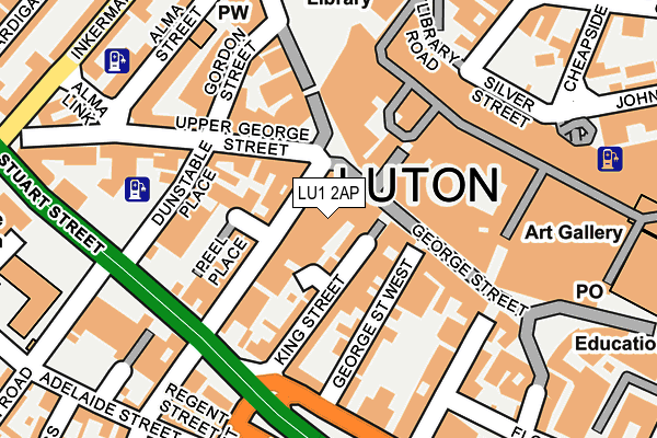 LU1 2AP map - OS OpenMap – Local (Ordnance Survey)