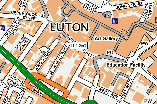 LU1 2AQ map - OS OpenMap – Local (Ordnance Survey)