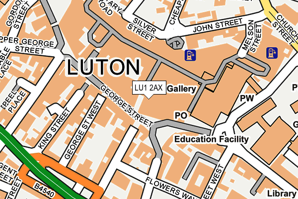 LU1 2AX map - OS OpenMap – Local (Ordnance Survey)