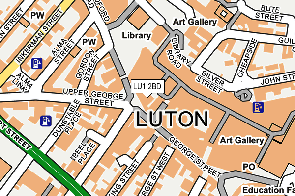 LU1 2BD map - OS OpenMap – Local (Ordnance Survey)