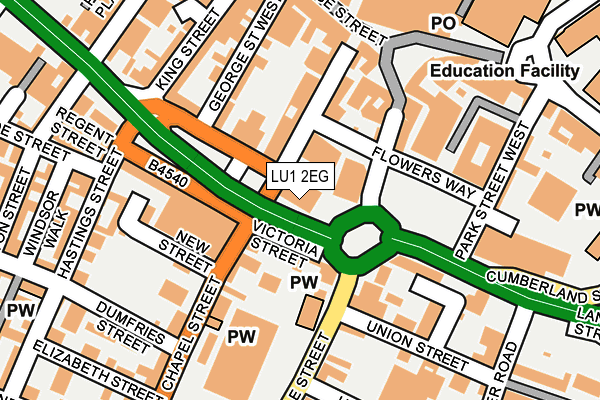 LU1 2EG map - OS OpenMap – Local (Ordnance Survey)