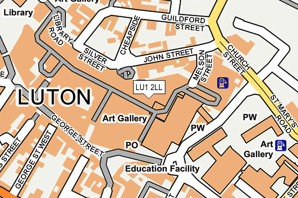 LU1 2LL map - OS OpenMap – Local (Ordnance Survey)